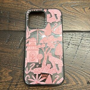 Casetify iPhone 14 Pro Max Impact Cheetah Paradise Pink Glossy Black Phone Case